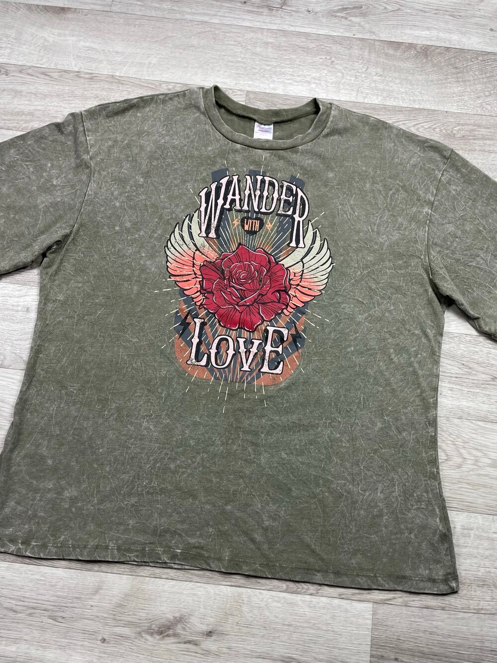 No Boundaries Wander With Love Graphic Tee Shirt Retro Rock Grunge Dark Romantic